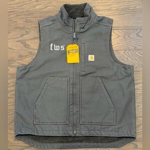 Carhartt Men's Washed Duck Sherpa Lined Vest Gray Sz Large—NEW READ Description